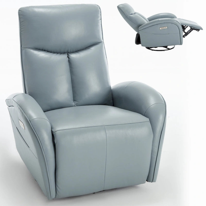 Poltrona reclinabile elettrica in similpelle blu - Girevole, a dondolo, 1 posto