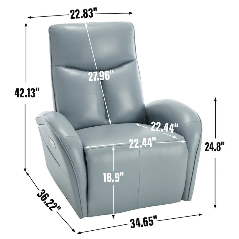 Poltrona reclinabile elettrica in similpelle blu - Girevole, a dondolo, 1 posto