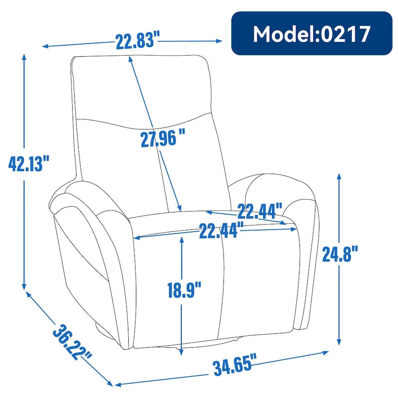 Poltrona reclinabile elettrica in similpelle blu - Girevole, a dondolo, 1 posto