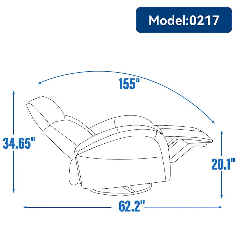Poltrona reclinabile elettrica in similpelle blu - Girevole, a dondolo, 1 posto
