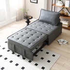39  Faux Leather Single Ottoman Pull-Out Sofa Bed with Adjustable Backrest