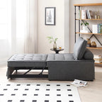 Divano letto estraibile singolo 3 in 1 in similpelle marrone/grigio scuro, stile ottomano