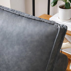 Divano letto estraibile singolo 3 in 1 in similpelle marrone/grigio scuro, stile ottomano