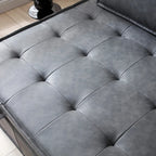 Divano letto estraibile singolo 3 in 1 in similpelle marrone/grigio scuro, stile ottomano