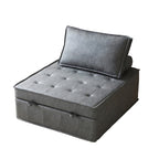 Divano letto estraibile singolo 3 in 1 in similpelle marrone/grigio scuro, stile ottomano