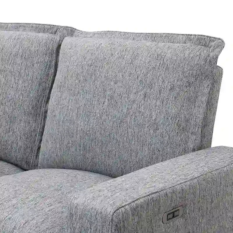 Divano reclinabile elettrico a 2 posti in lino grigio con porta USB