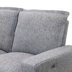 Divano reclinabile elettrico a 2 posti in lino grigio con porta USB