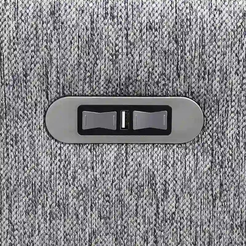 Divano reclinabile elettrico a 2 posti in lino grigio con porta USB