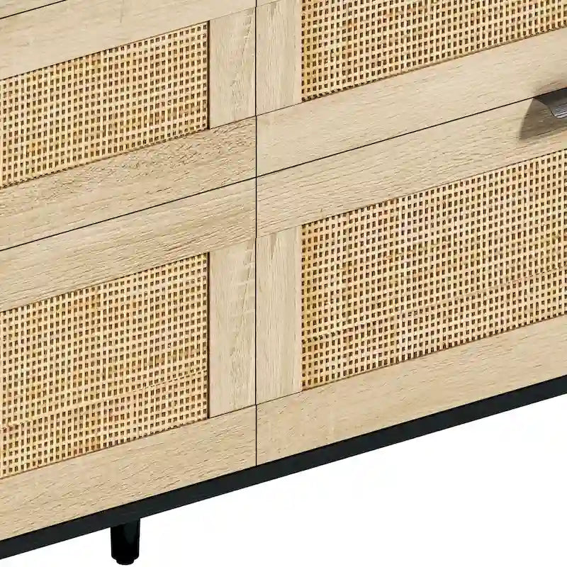 Cassettiera a 6 cassetti in rattan (Nero / Bianco / Rovere) – Singola