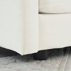 Divano componibile monoposto in ciniglia bianca con pouf