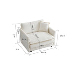 Divano componibile monoposto in ciniglia bianca con pouf