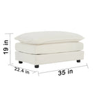 Divano componibile monoposto in ciniglia bianca con pouf
