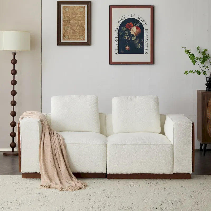 Divano modulare a 2 posti in Bouclé Beige, larghezza 74"