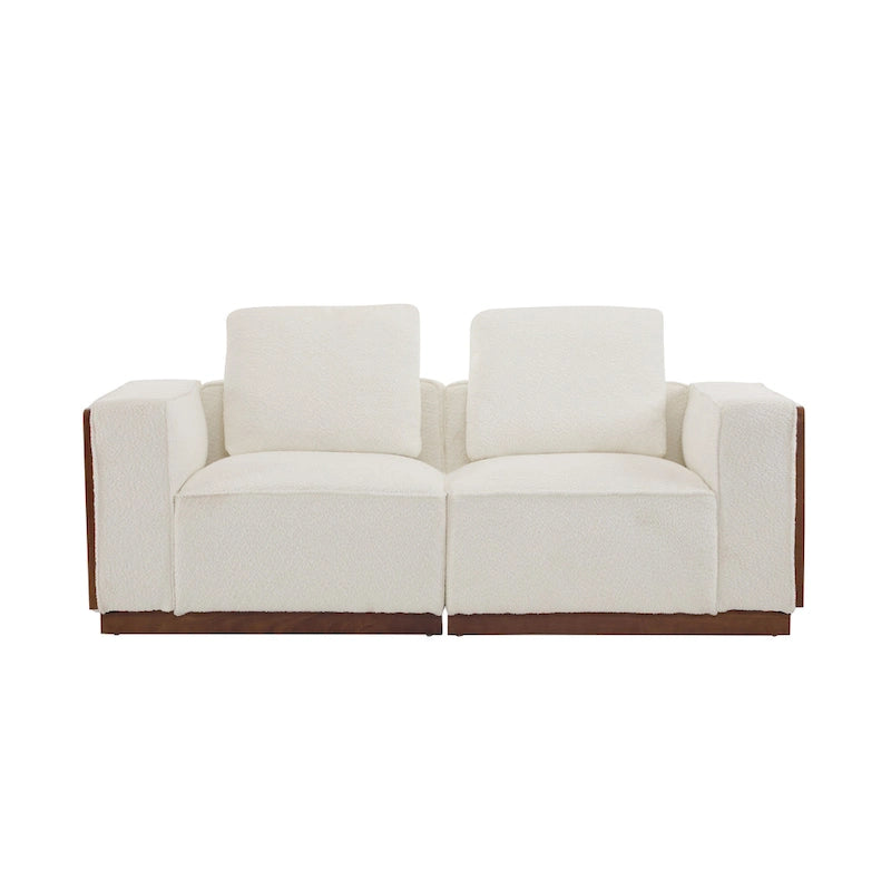 Divano modulare a 2 posti in Bouclé Beige, larghezza 74"
