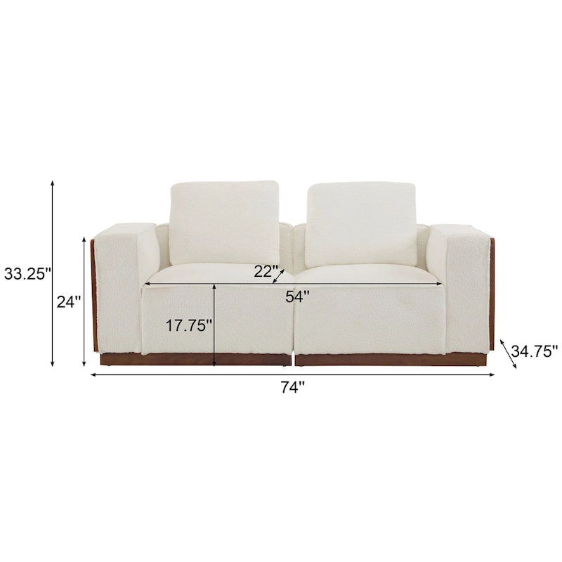 Divano modulare a 2 posti in Bouclé Beige, larghezza 74"