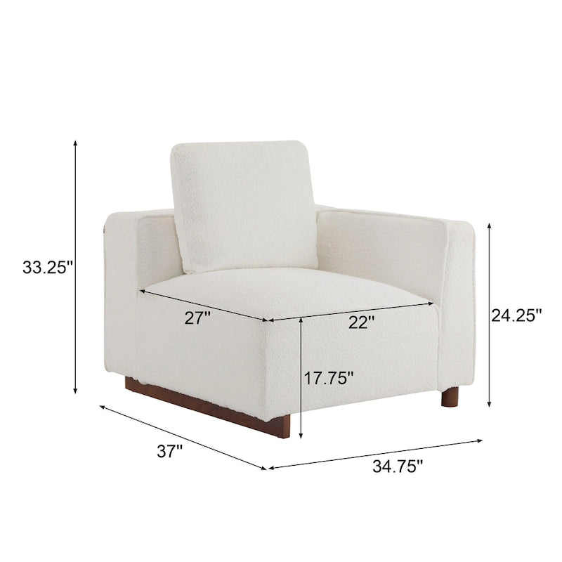 Divano modulare a 2 posti in Bouclé Beige, larghezza 74"