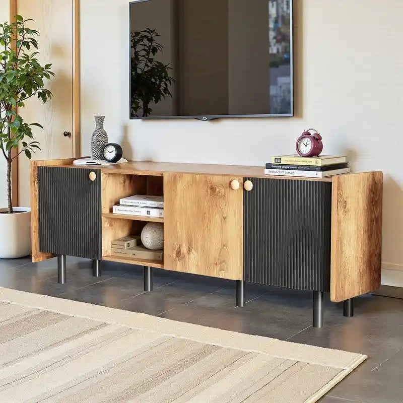 Mid-Century TV Stand, Media Console for 70  TVs, Entertainment Center with Storage