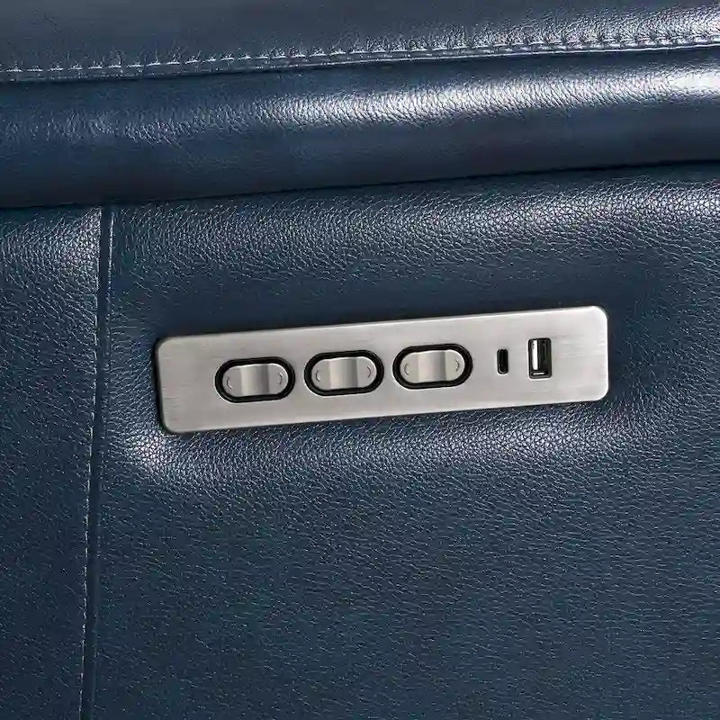 Divanetto reclinabile elettrico in pelle Crema/Blu/Verde, 2 posti – Gravità Zero, poggiatesta e supporto lombare regolabili, USB e USB-C