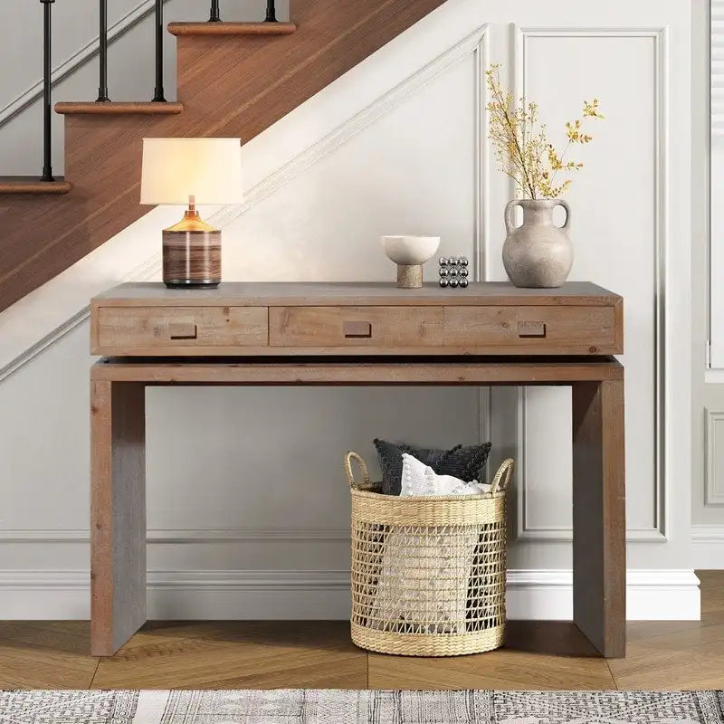 47  Entryway Table with Drawers, Wood Console Table For Entry Way, Hallway,Foyer, Corridor, Office