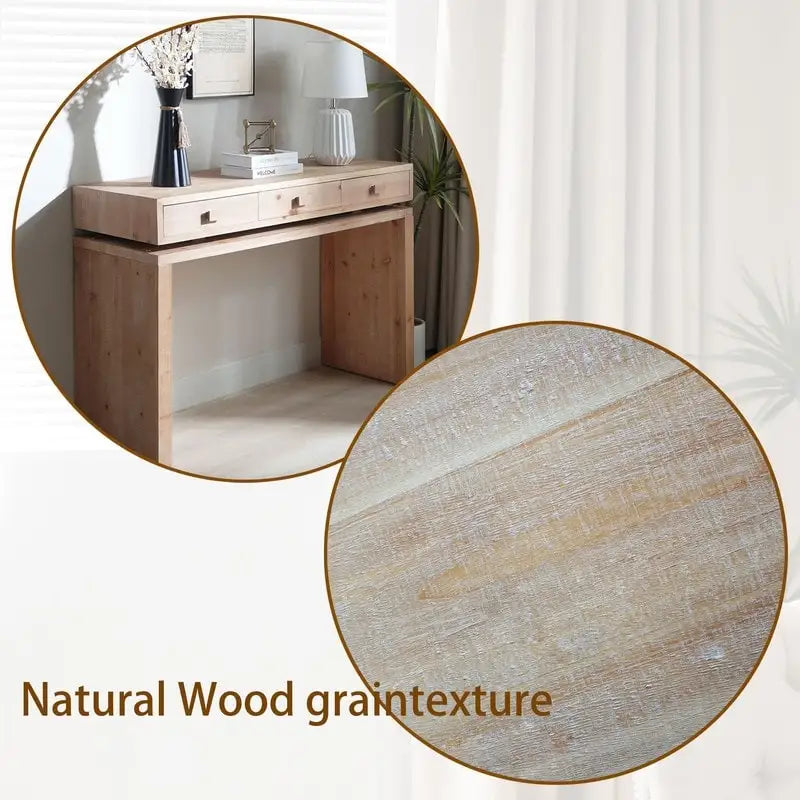 Consolle in legno marrone a 3 cassetti, 47", singola