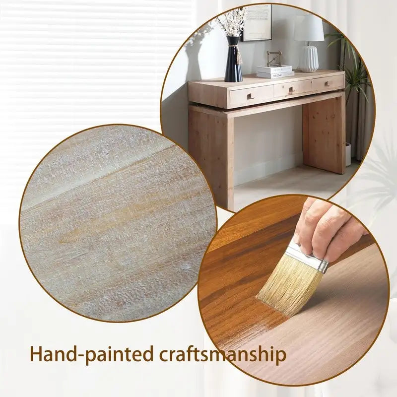 Consolle in legno marrone a 3 cassetti, 47", singola