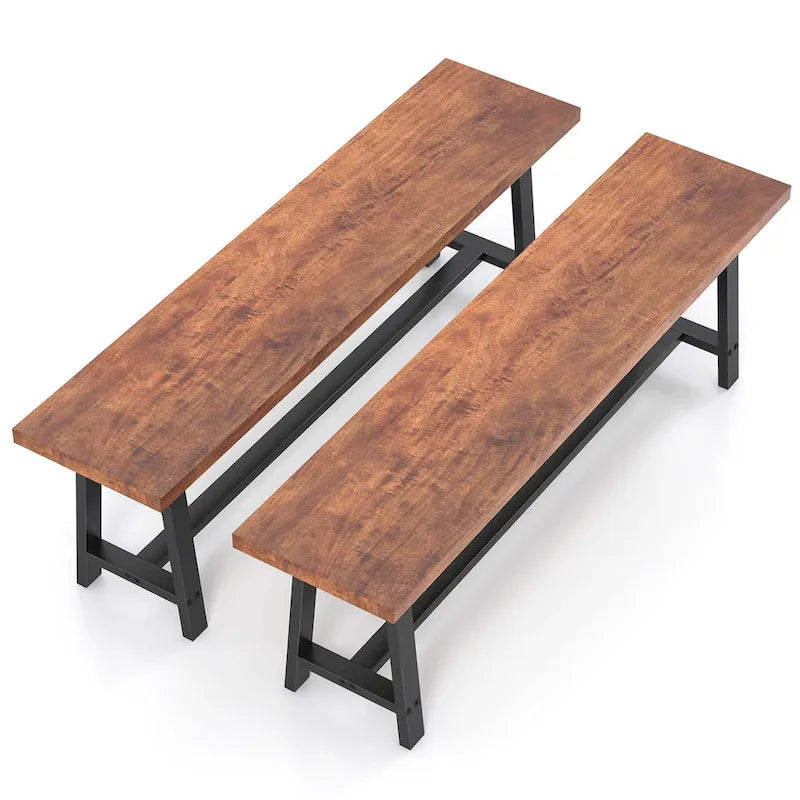 Panca da pranzo Noce e Nera, 152 cm, Stile Rustico, 3 Posti, 1/2 pz