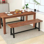 Panca da pranzo Noce e Nera, 152 cm, Stile Rustico, 3 Posti, 1/2 pz