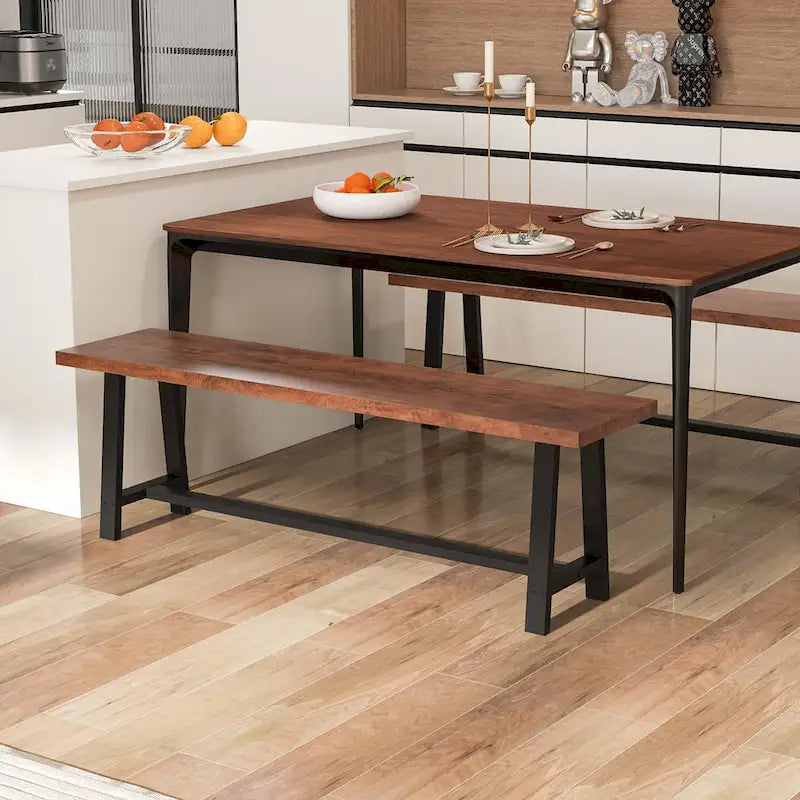 Panca da pranzo Noce e Nera, 152 cm, Stile Rustico, 3 Posti, 1/2 pz