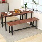 Panca da pranzo Noce e Nera, 152 cm, Stile Rustico, 3 Posti, 1/2 pz
