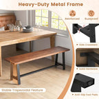 Panca da pranzo Noce e Nera, 152 cm, Stile Rustico, 3 Posti, 1/2 pz