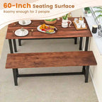 Panca da pranzo Noce e Nera, 152 cm, Stile Rustico, 3 Posti, 1/2 pz