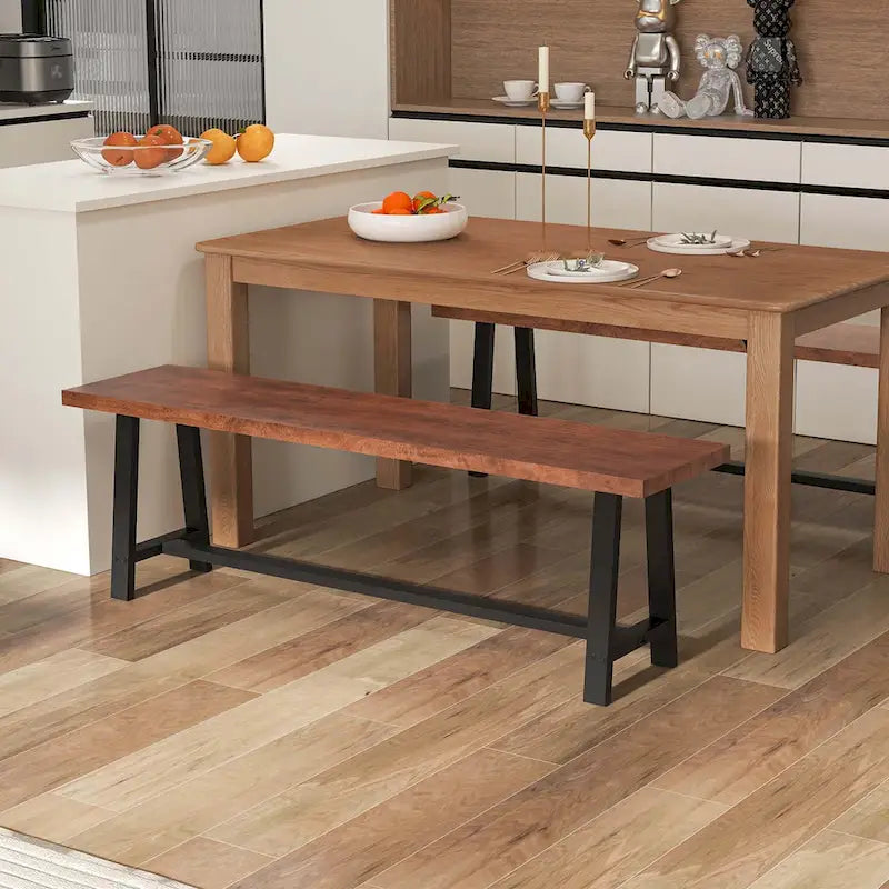 Panca da pranzo Noce e Nera, 152 cm, Stile Rustico, 3 Posti, 1/2 pz