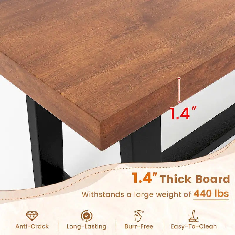 Panca da pranzo Noce e Nera, 152 cm, Stile Rustico, 3 Posti, 1/2 pz