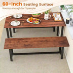 Panca da pranzo Noce e Nera, 152 cm, Stile Rustico, 3 Posti, 1/2 pz