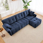 110.2  Chenille Three Seater Upholstered Sofa, 1 Ottoman