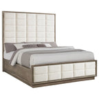 Letto matrimoniale California color quercia marrone e avorio, rivestimento trapuntato a griglia, 1 posto