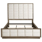 Letto matrimoniale California color quercia marrone e avorio, rivestimento trapuntato a griglia, 1 posto