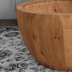Tavolino da Caffè in Stile Botte in Legno Naturale con Contenitore, Singolo