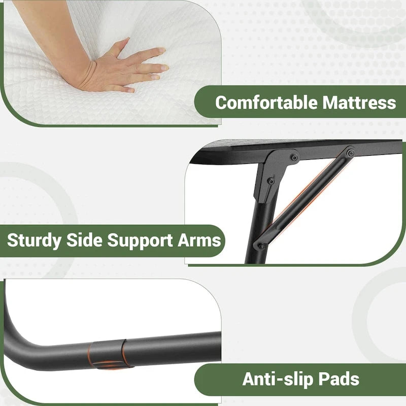 Letto Pieghevole a Scomparsa Grigio Nero con Materasso in Memory Foam da 12,7 cm, Singolo (1 Persona)