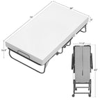 Letto Pieghevole a Scomparsa Grigio Nero con Materasso in Memory Foam da 12,7 cm, Singolo (1 Persona)