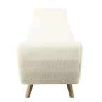 Panca Contenitore/Poggiapiedi in Sherpa Color Crema con Braccioli, Gambe Marrone Naturale, 152 cm – 1 Posto a Sedere