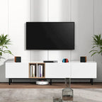 Mobile TV Bianco/Legno Naturale con Ante a Ribalta, Adatto a TV Fino a 80", Per 1-2 Utenti