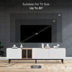 Mobile TV Bianco/Legno Naturale con Ante a Ribalta, Adatto a TV Fino a 80", Per 1-2 Utenti