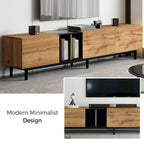 Mobile TV Bianco/Legno Naturale con Ante a Ribalta, Adatto a TV Fino a 80", Per 1-2 Utenti