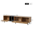 Mobile TV Bianco/Legno Naturale con Ante a Ribalta, Adatto a TV Fino a 80", Per 1-2 Utenti