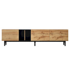 Mobile TV Bianco/Legno Naturale con Ante a Ribalta, Adatto a TV Fino a 80", Per 1-2 Utenti