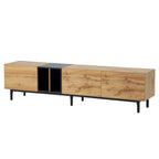 Mobile TV Bianco/Legno Naturale con Ante a Ribalta, Adatto a TV Fino a 80", Per 1-2 Utenti