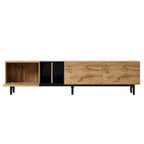Mobile TV Bianco/Legno Naturale con Ante a Ribalta, Adatto a TV Fino a 80", Per 1-2 Utenti