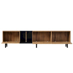 Mobile TV Bianco/Legno Naturale con Ante a Ribalta, Adatto a TV Fino a 80", Per 1-2 Utenti
