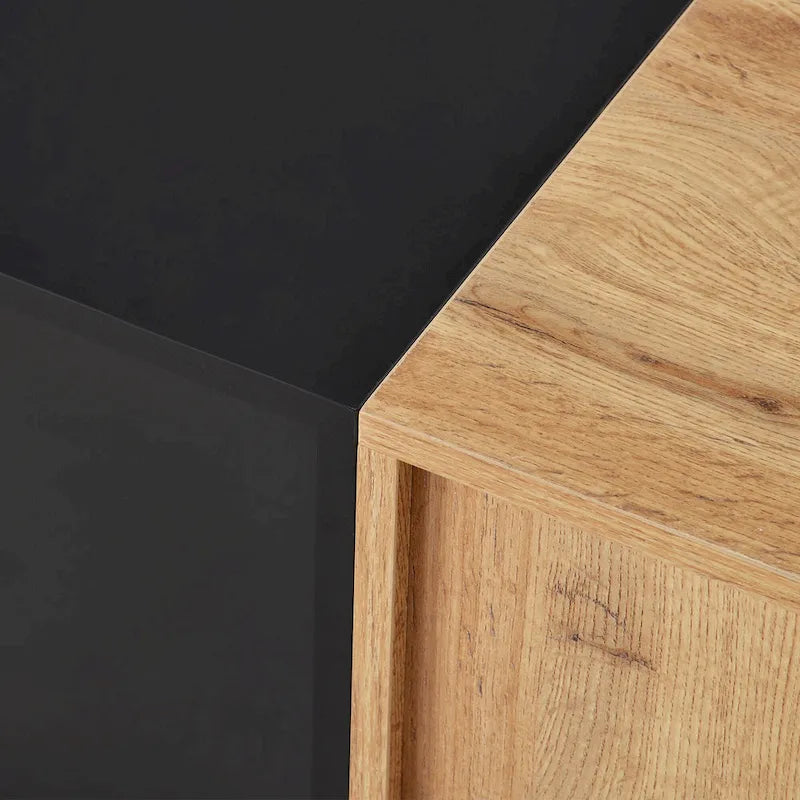 Mobile TV Bianco/Legno Naturale con Ante a Ribalta, Adatto a TV Fino a 80", Per 1-2 Utenti